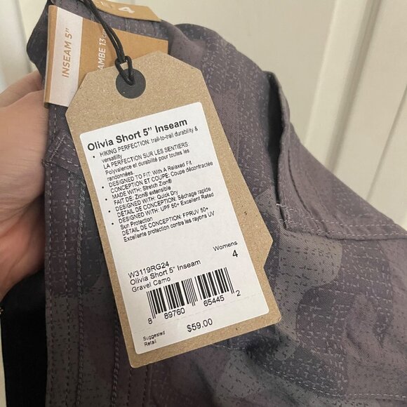 PrAna Womens NWT Gravel Camo Gray Mid Lightweight Stretch Olivia Shorts Sz 4 - Picture 5 of 10